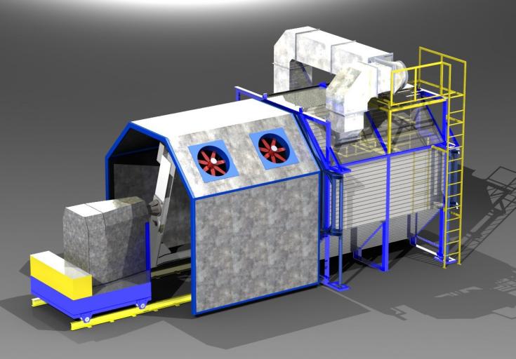 Máquinas de rotomoldeo, estructuras metálicas